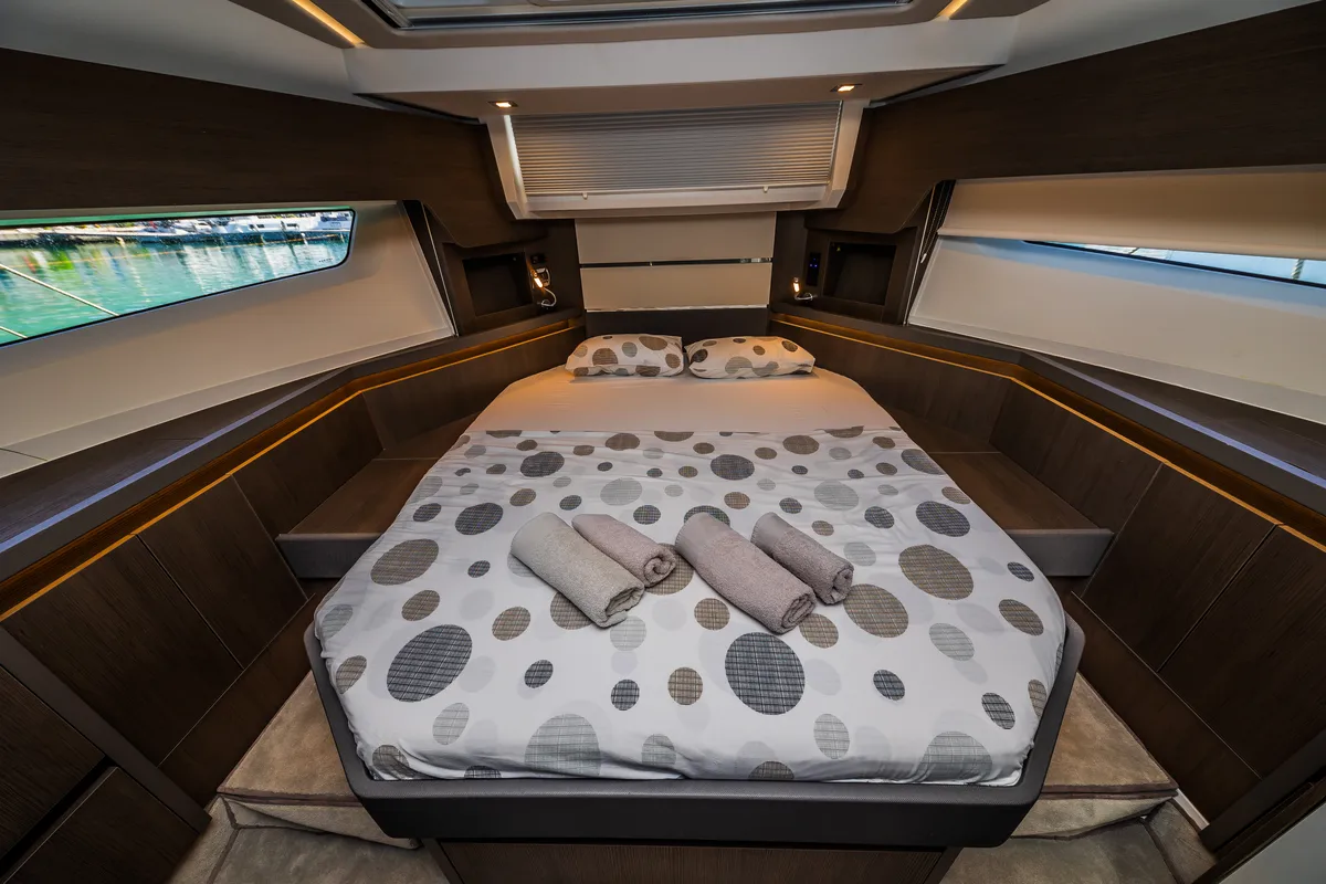 Cabin on Grace II, a Sealine F430 motor yacht at Grad Kaštela, Croatia