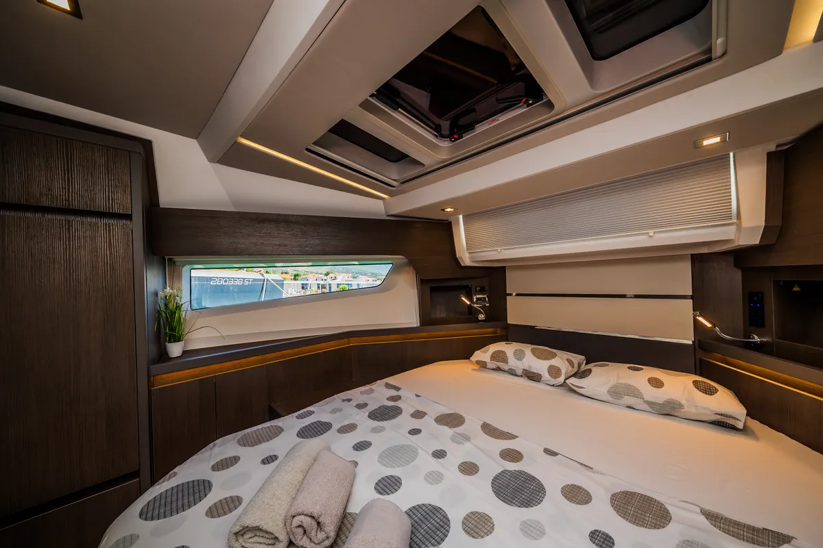 Cabin on Grace II, a Sealine F430 motor yacht at Grad Kaštela, Croatia