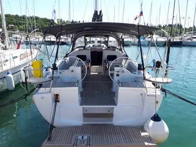 Cockpit of Briganti, a Elan Impression 45.1 sailboat at Izola, Slovenia