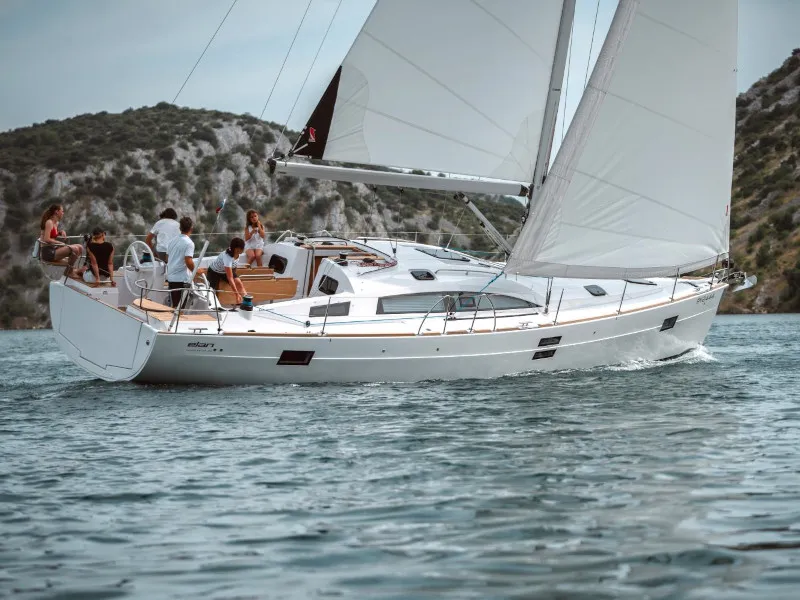 Exterior view of Briganti, a Elan Impression 45.1 sailboat at Izola, Slovenia