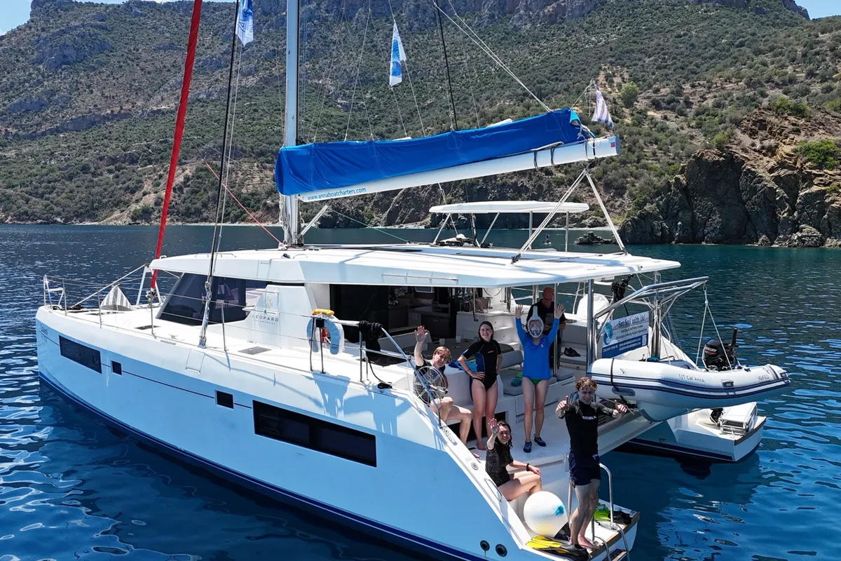 Cat AnnA, a Leopard 45 catamaran at Paralio Astros, Greece