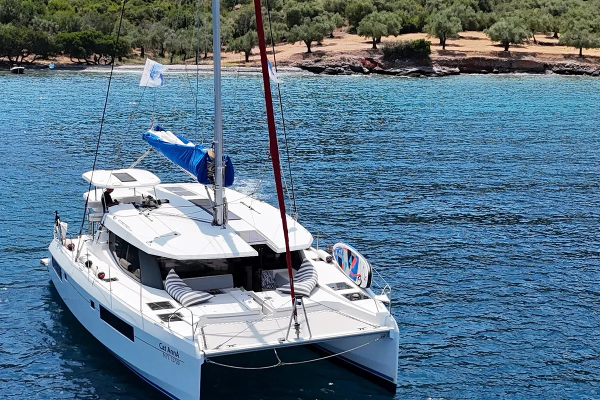 Cat AnnA, a Leopard 45 catamaran at Paralio Astros, Greece