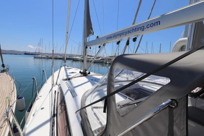 Deck of Atlas, a Jeanneau 58 sailboat at Lavreotiki Municipal Unit, Greece