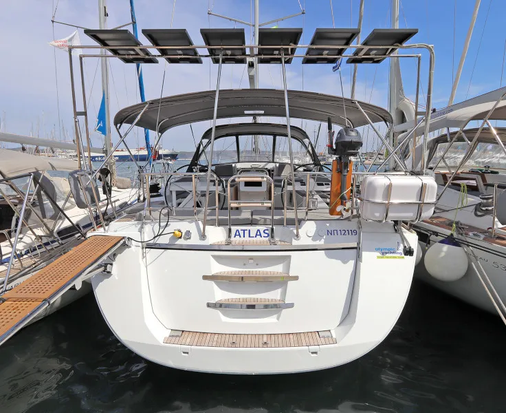 Exterior view of Atlas, a Jeanneau 58 sailboat at Lavreotiki Municipal Unit, Greece