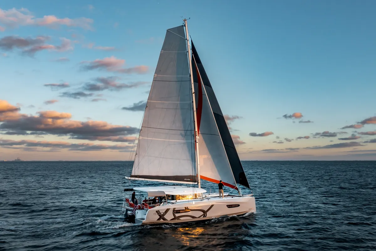 Exterior view of TWISTER, a Excess 14 catamaran at Municipal Unit of Lefkada, Greece