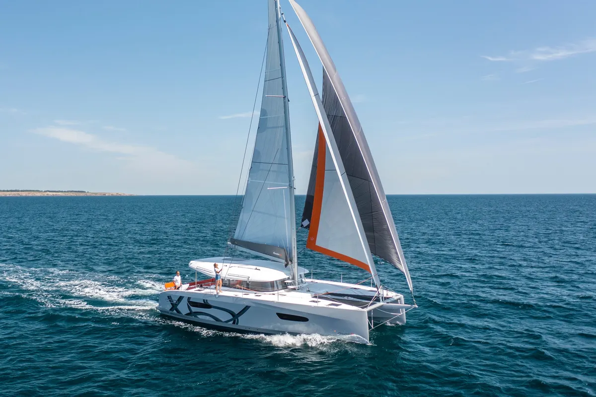 Exterior view of TWISTER, a Excess 14 catamaran at Municipal Unit of Lefkada, Greece