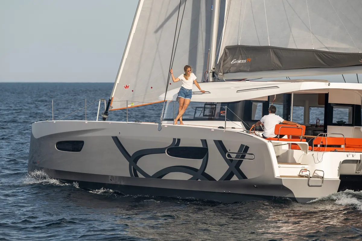 Exterior view of TWISTER, a Excess 14 catamaran at Municipal Unit of Lefkada, Greece