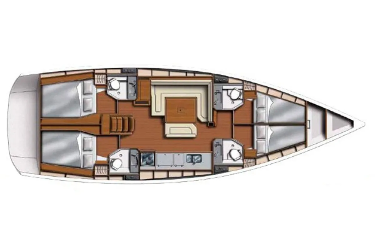Floor plan of Sunsail 47 Premium Plus, a Jeanneau Sun Odyssey 469 sailboat at Road Town, British Virgin Islands
