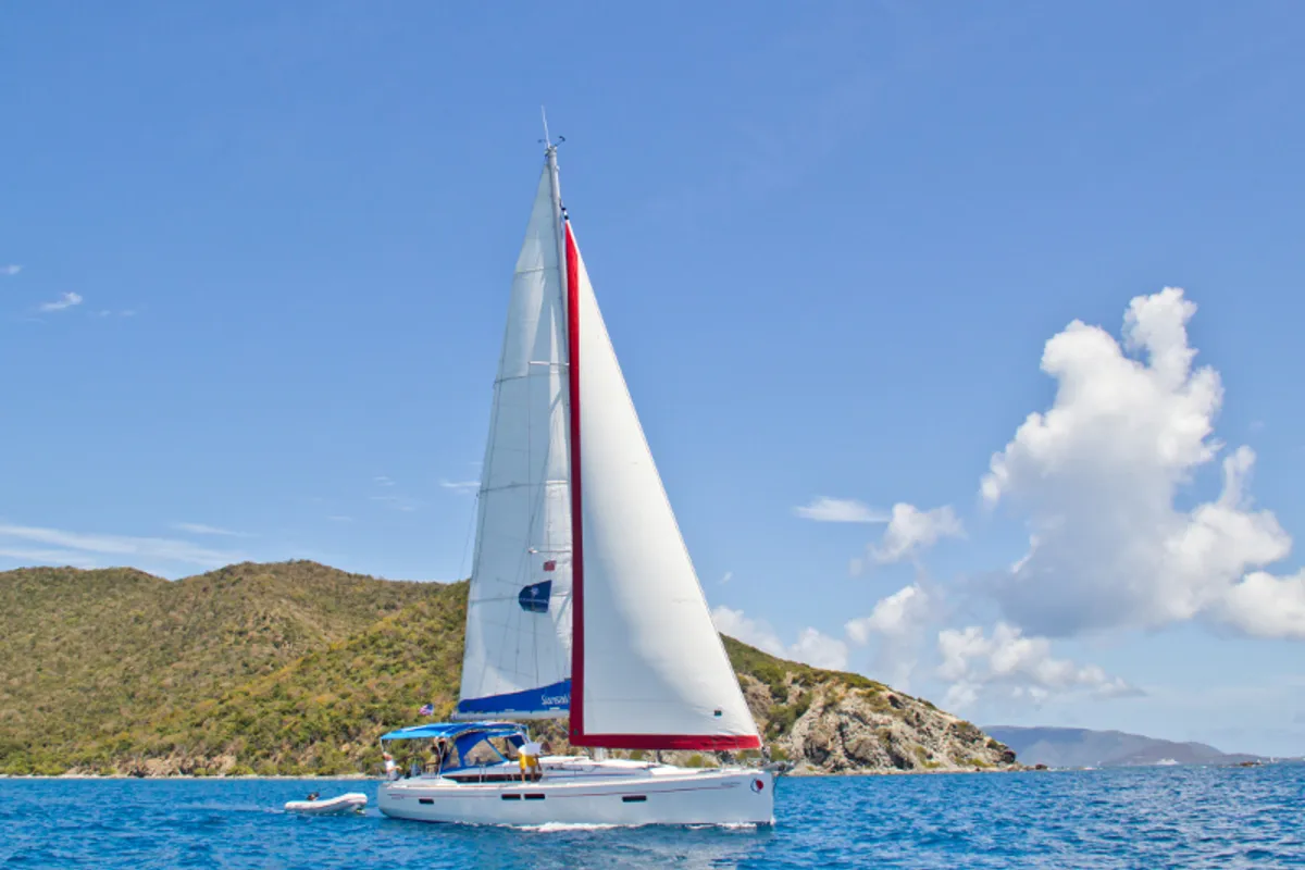 Exterior view of Sunsail 47 Premium Plus, a Jeanneau Sun Odyssey 469 sailboat at Road Town, British Virgin Islands