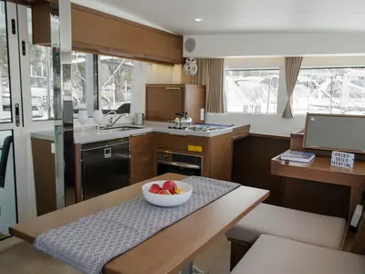 Galley of Venus , a Lagoon 40 catamaran at Athens, Greece