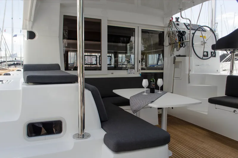 Deck of Venus , a Lagoon 40 catamaran at Athens, Greece