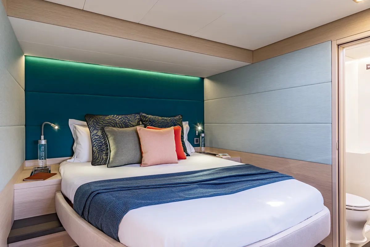 Cabin on SAILUXE - Magnifico, a Lagoon 55 catamaran at Olbia, Italy