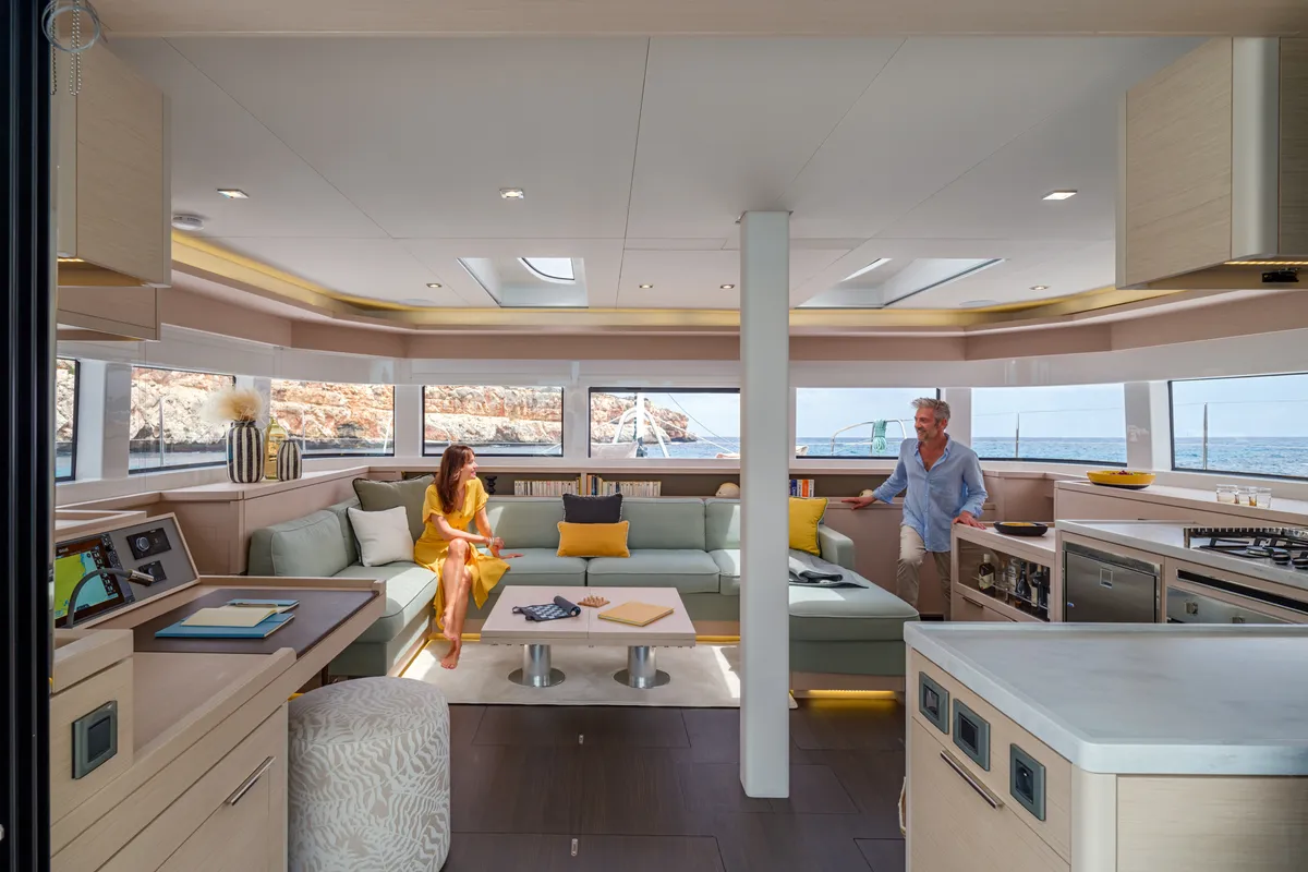 Salon of SAILUXE - Magnifico, a Lagoon 55 catamaran at Olbia, Italy