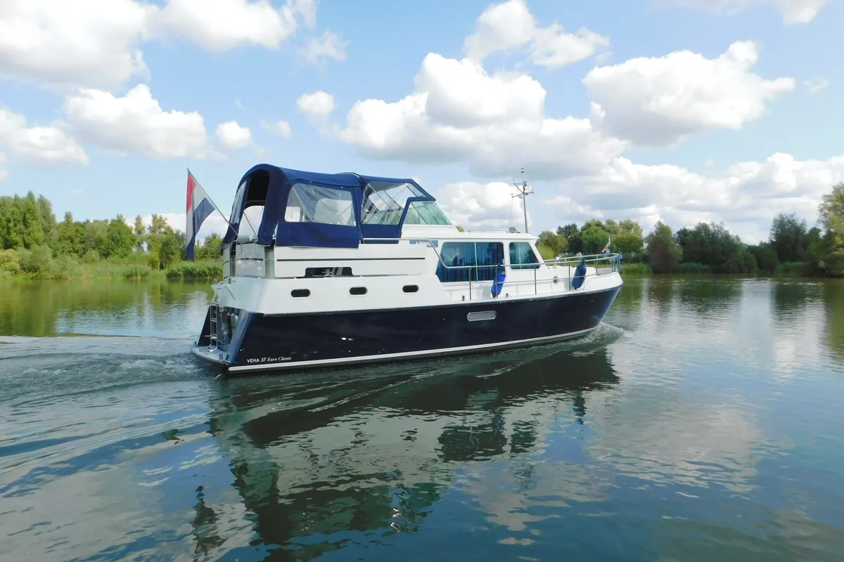 Exterior view of Nienke, a Veha Euroclassic 37 motorboat at IJsselstein, Netherlands