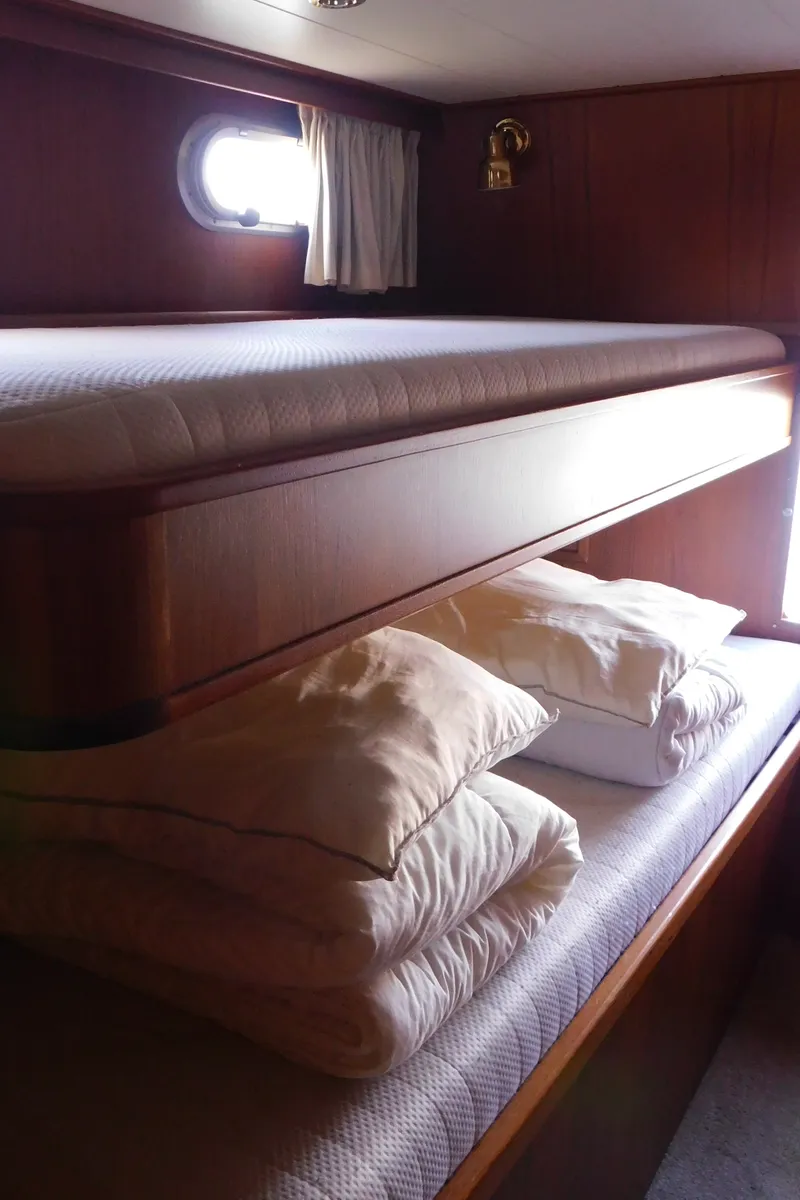 Cabin on Nienke, a Veha Euroclassic 37 motorboat at IJsselstein, Netherlands