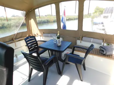 Deck of Nienke, a Veha Euroclassic 37 motorboat at IJsselstein, Netherlands