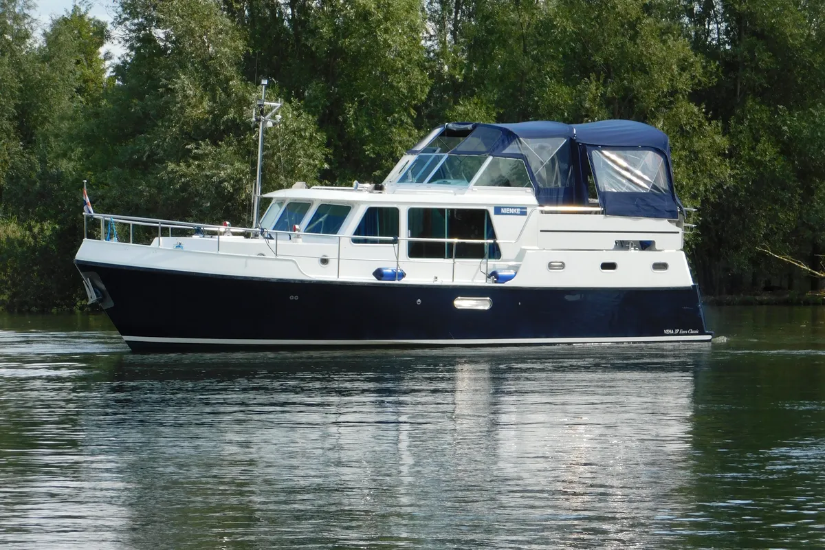 Exterior view of Nienke, a Veha Euroclassic 37 motorboat at IJsselstein, Netherlands