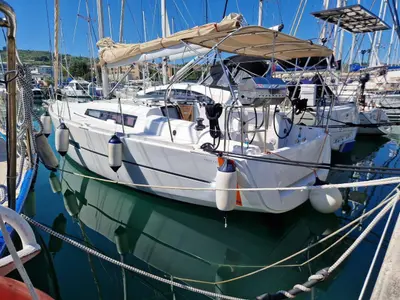 Exterior view of Joy AS, a Dufour 350 sailboat at Izola / Isola, Slovenia