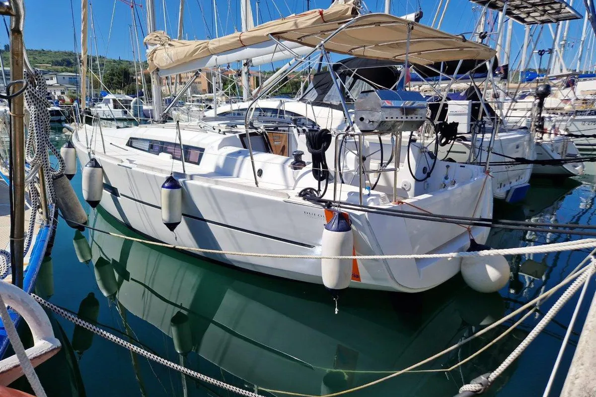 Exterior view of Joy AS, a Dufour 350 sailboat at Izola / Isola, Slovenia