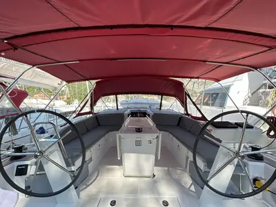 Cockpit of Bumblebee, a Beneteau Oceanis 46.1 sailboat at Split, Croatia