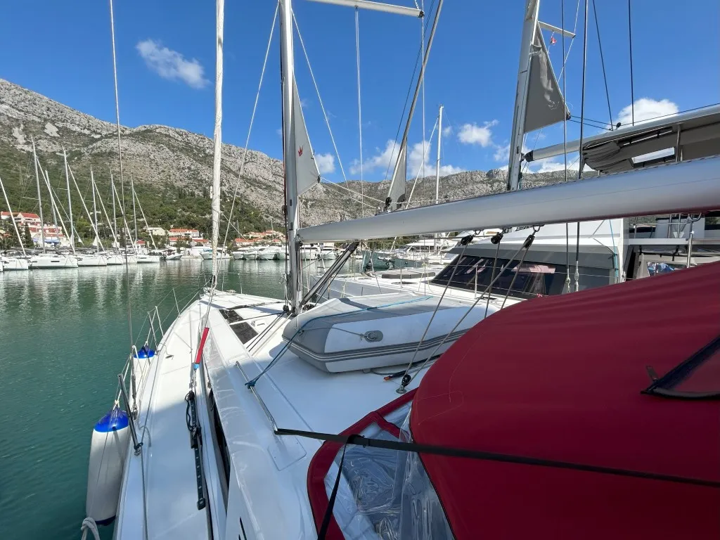 Exterior view of Bumblebee, a Beneteau Oceanis 46.1 sailboat at Split, Croatia