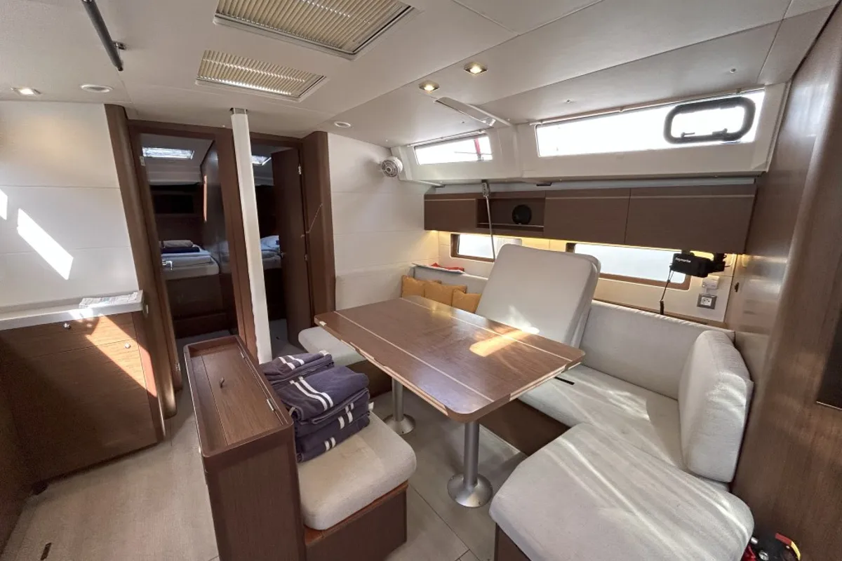 Salon of Bumblebee, a Beneteau Oceanis 46.1 sailboat at Split, Croatia
