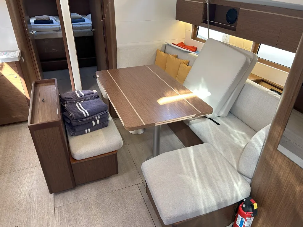 Salon of Bumblebee, a Beneteau Oceanis 46.1 sailboat at Split, Croatia