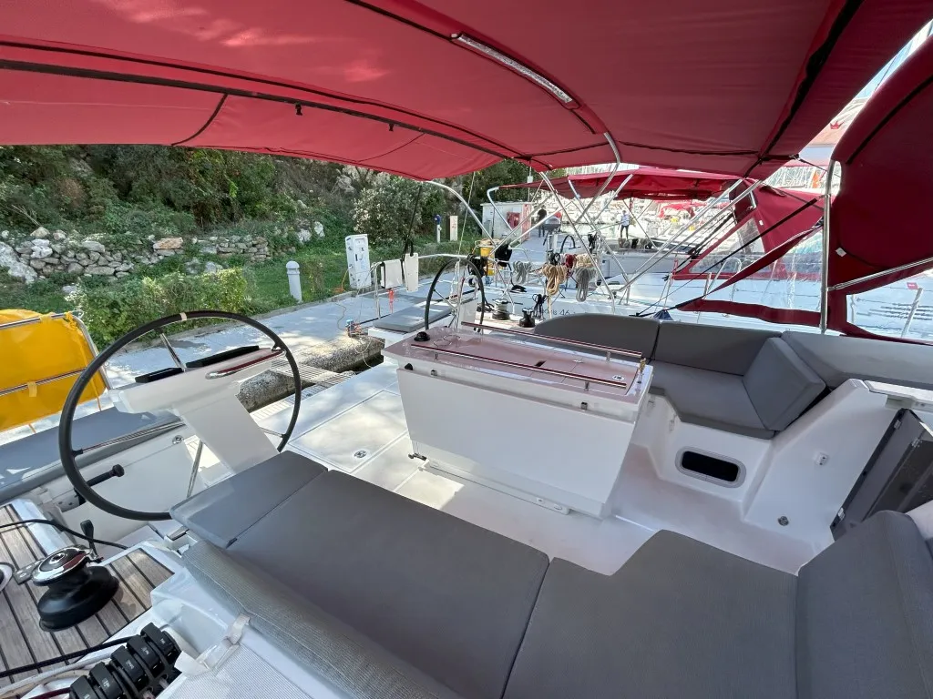 Cockpit of Bumblebee, a Beneteau Oceanis 46.1 sailboat at Split, Croatia