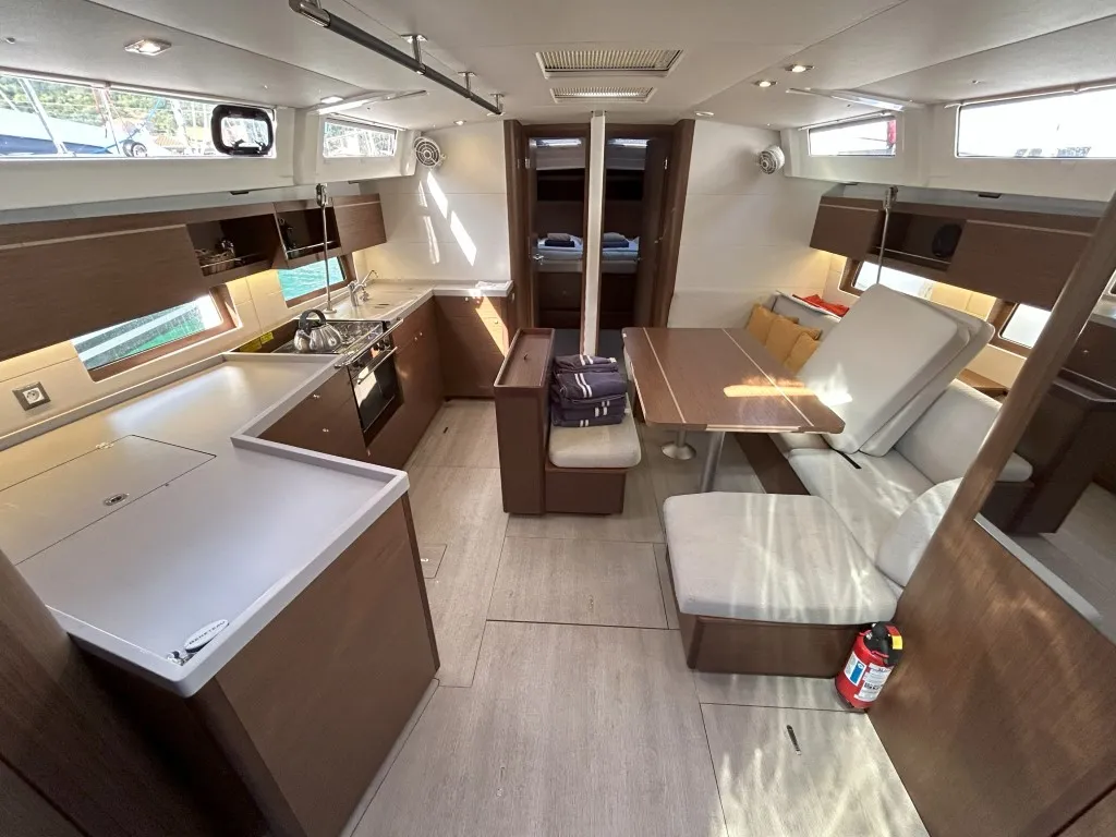 Salon of Bumblebee, a Beneteau Oceanis 46.1 sailboat at Split, Croatia