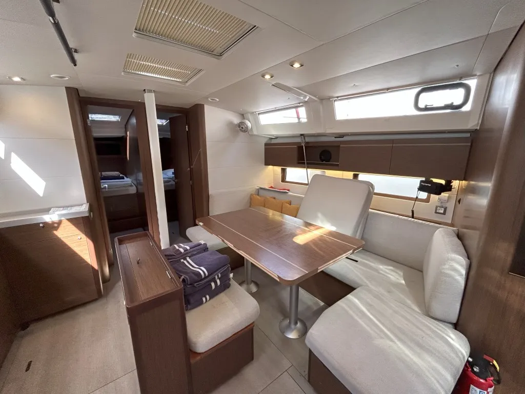 Salon of Bumblebee, a Beneteau Oceanis 46.1 sailboat at Split, Croatia