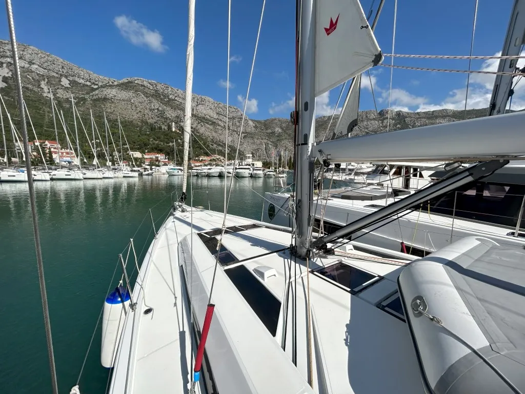Exterior view of Bumblebee, a Beneteau Oceanis 46.1 sailboat at Split, Croatia