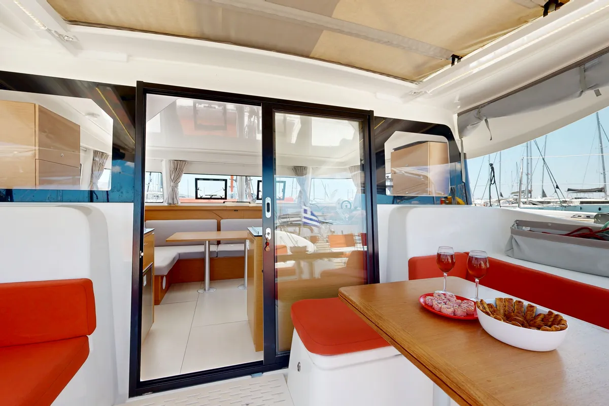 Alia, a Excess 11 catamaran at Rhodes, Greece