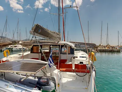 Alia, a Excess 11 catamaran at Rhodes, Greece