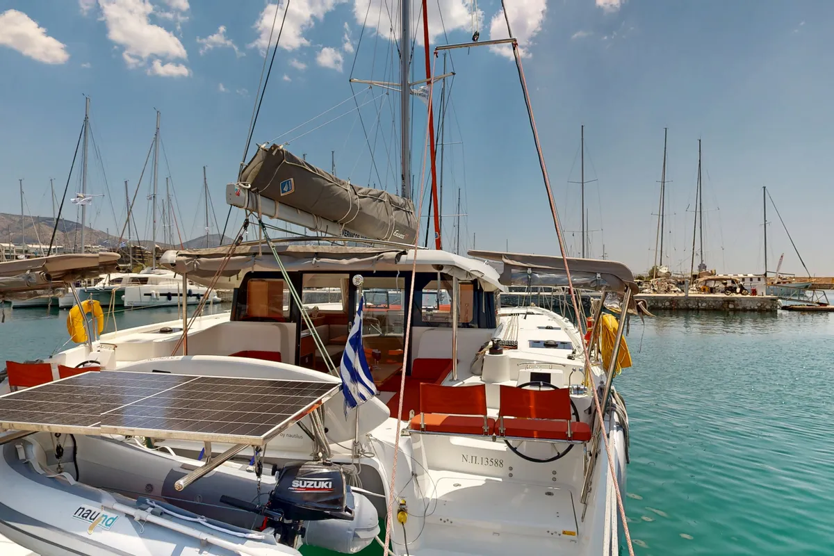 Alia, a Excess 11 catamaran at Rhodes, Greece