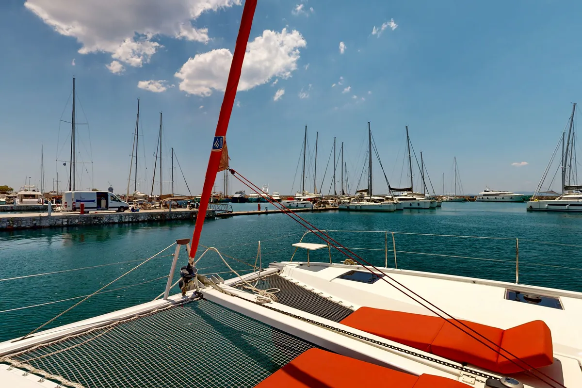 Alia, a Excess 11 catamaran at Rhodes, Greece