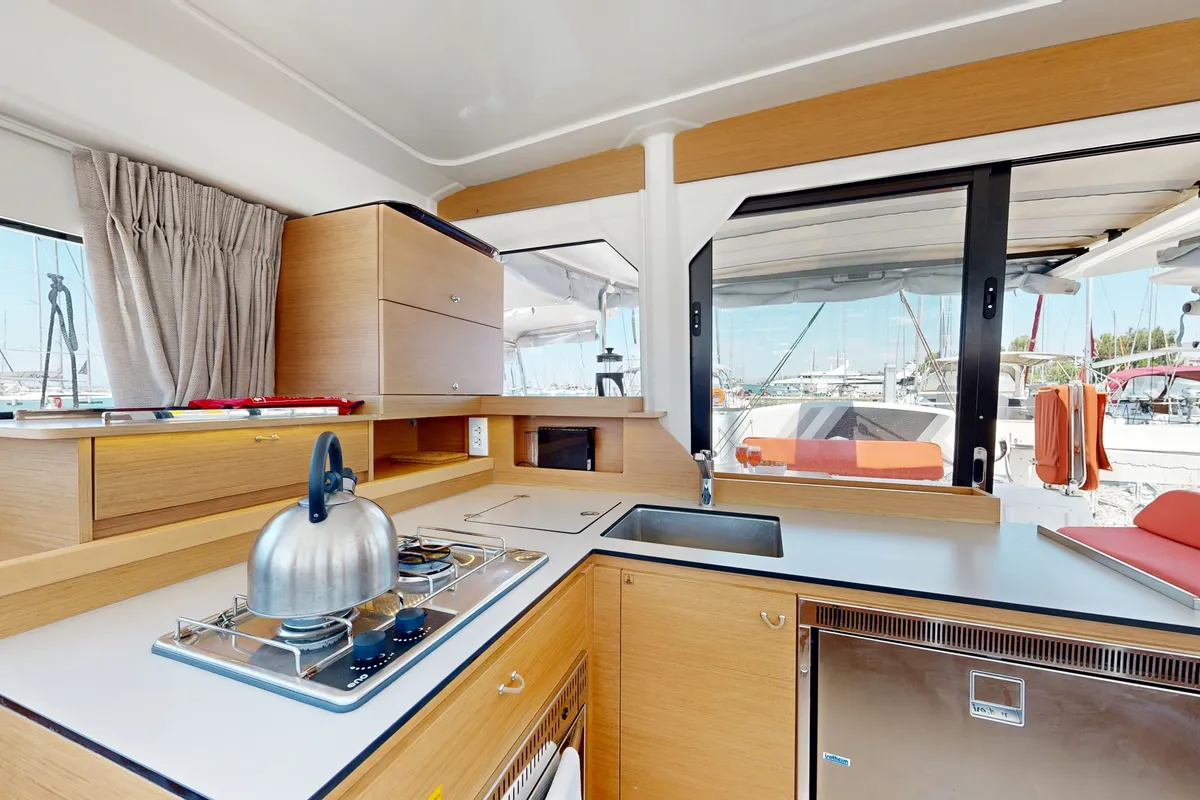 Alia, a Excess 11 catamaran at Rhodes, Greece