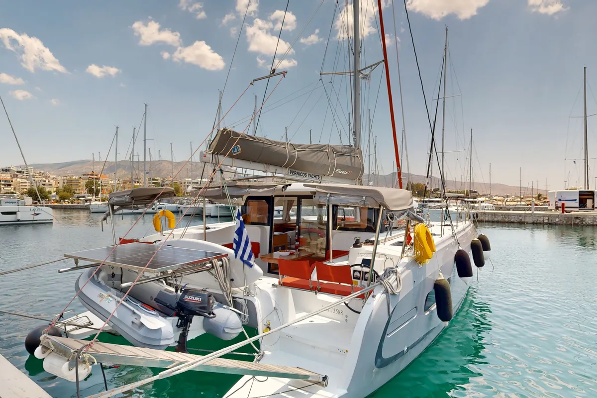 Alia, a Excess 11 catamaran at Rhodes, Greece