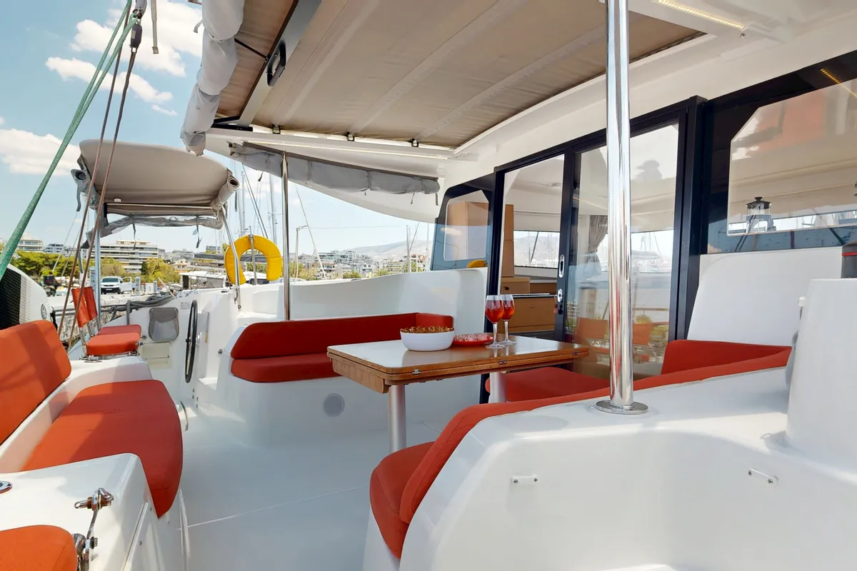 Alia, a Excess 11 catamaran at Rhodes, Greece