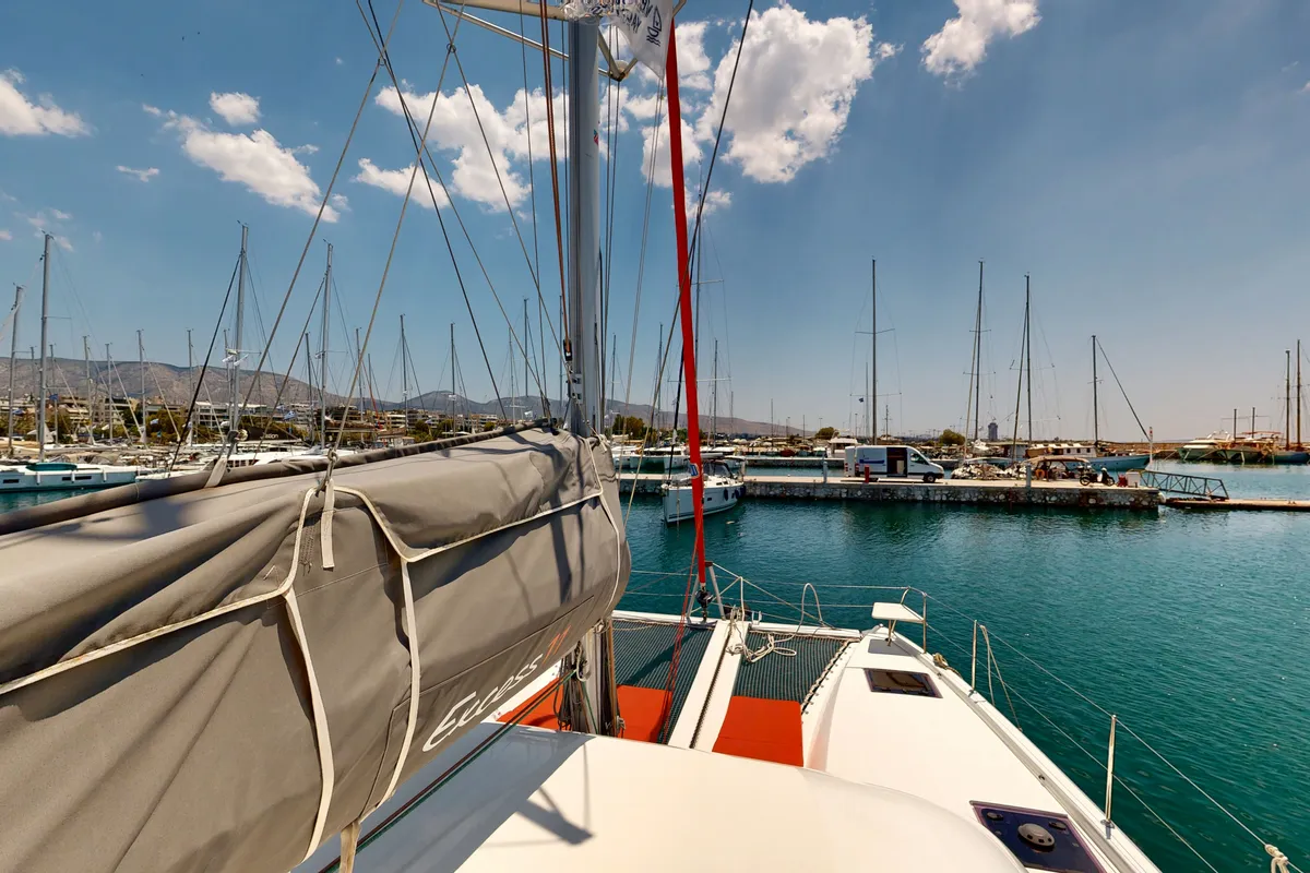 Alia, a Excess 11 catamaran at Rhodes, Greece