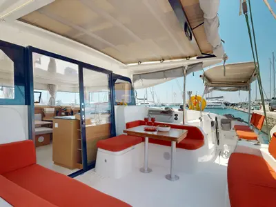 Alia, a Excess 11 catamaran at Rhodes, Greece