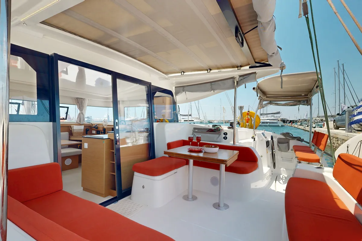 Alia, a Excess 11 catamaran at Rhodes, Greece