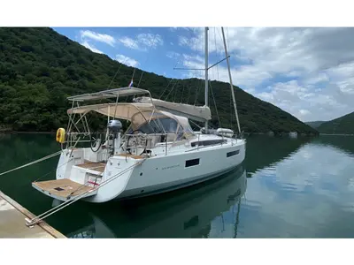 Exterior view of Thalaia, a Jeanneau Sun Odyssey 440 sailboat at Grad Pula, Croatia