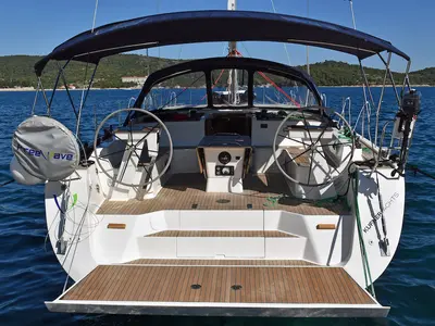 Cockpit of Rosso, a D&D Kufner 50 sailboat at Seget Donji, Croatia