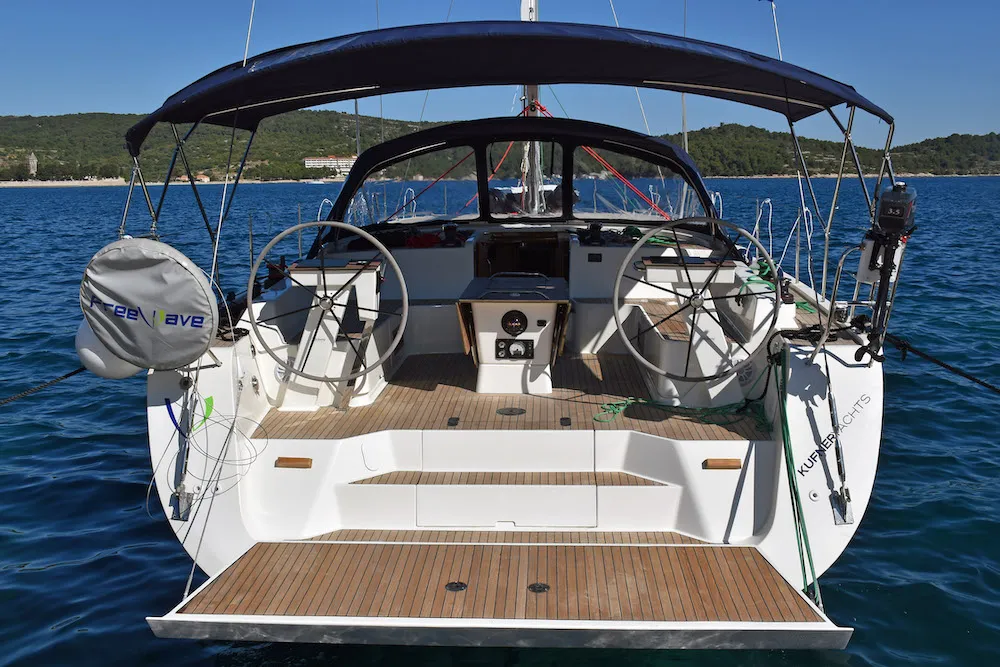 Cockpit of Rosso, a D&D Kufner 50 sailboat at Seget Donji, Croatia