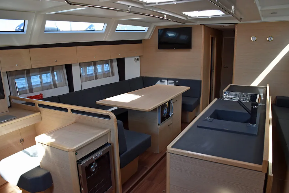 Salon of Rosso, a D&D Kufner 50 sailboat at Seget Donji, Croatia