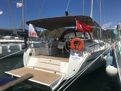 Cockpit of Santiago, a Bavaria Cruiser 46 sailboat at Fethiye, Turkey