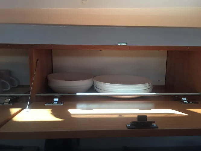 Galley of Santiago, a Bavaria Cruiser 46 sailboat at Fethiye, Turkey