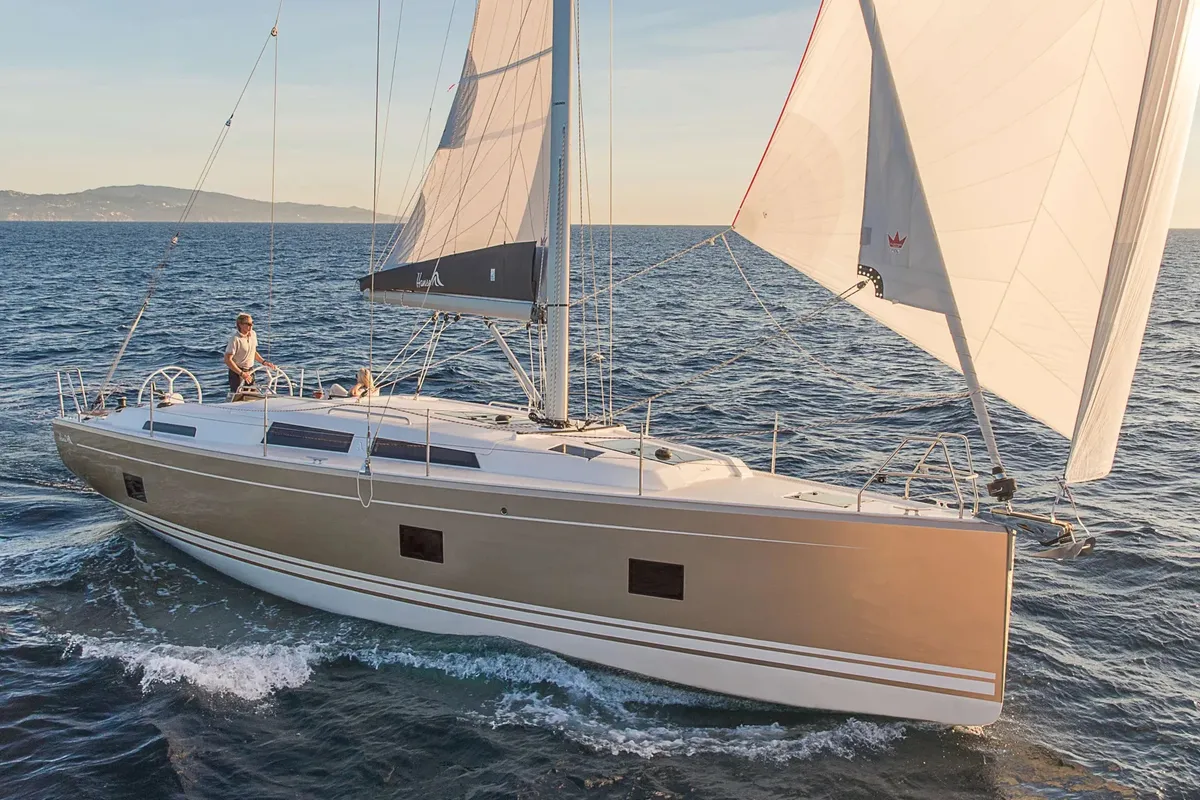Exterior view of Amethyst, a Hanse 575 sailboat at Općina Sukošan, Croatia