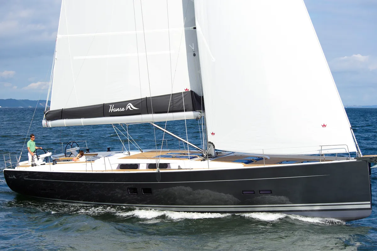 Exterior view of Amethyst, a Hanse 575 sailboat at Općina Sukošan, Croatia