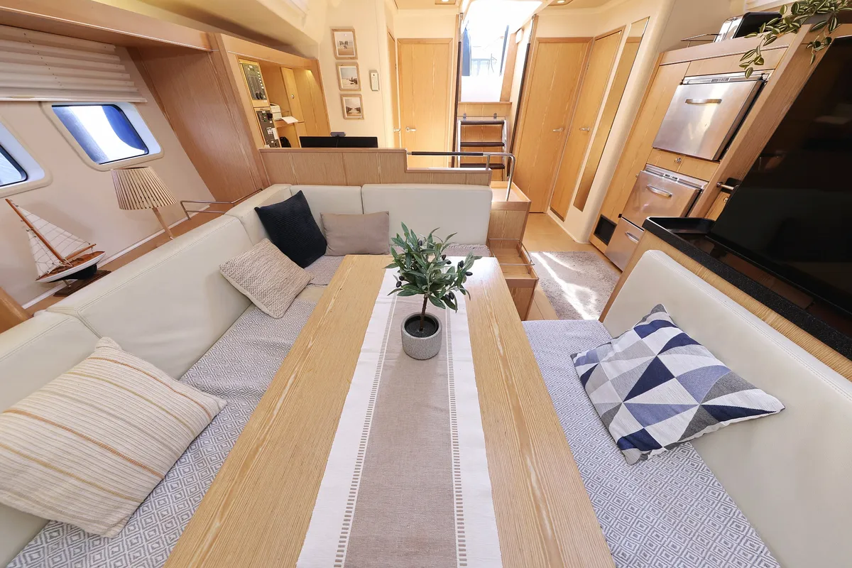 Salon of Amethyst, a Hanse 575 sailboat at Općina Sukošan, Croatia